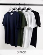 Topman 5pack Classic Fit T-shirt In Multi