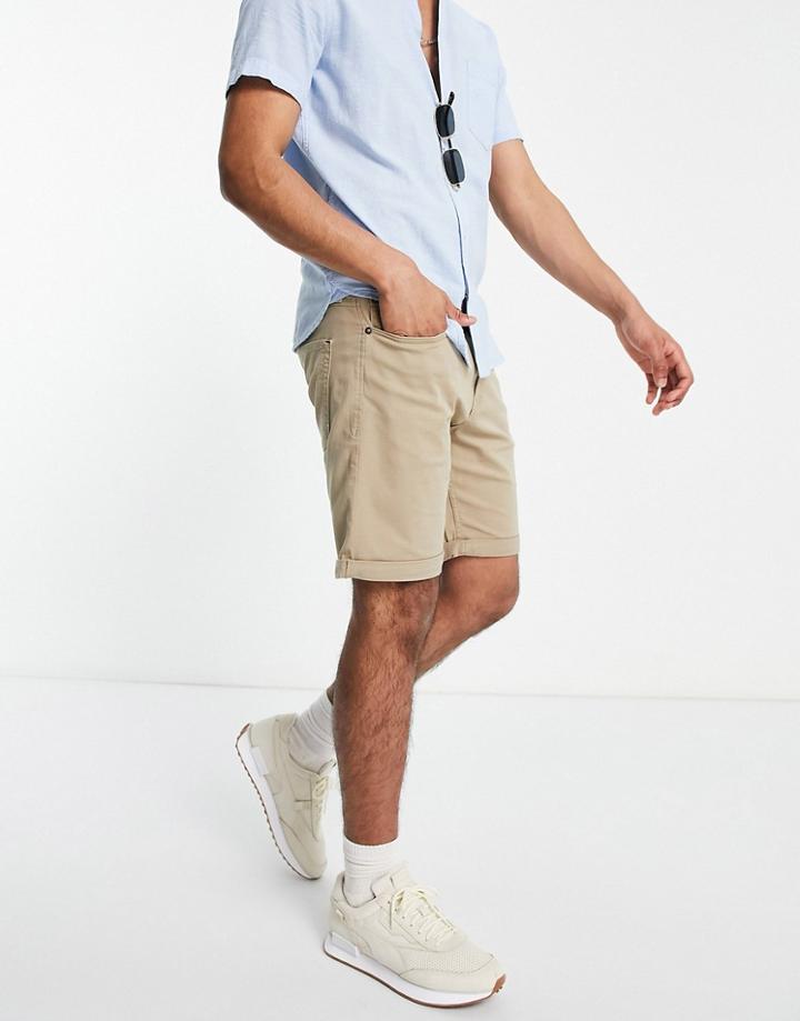 Jack & Jones Intelligence 5 Pocket Shorts In Beige-neutral