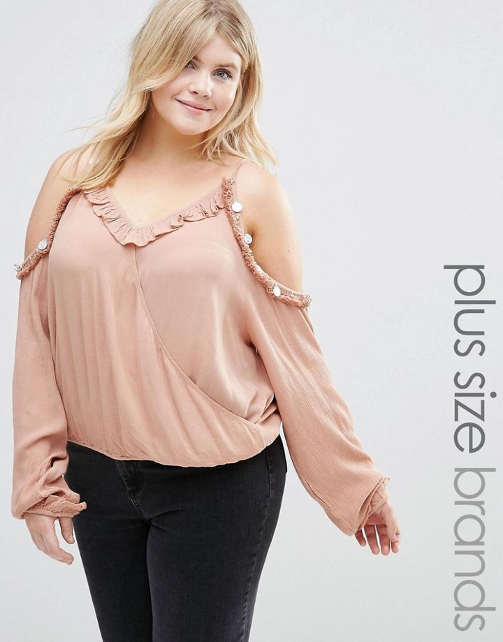 Alice & You Cold Shoulder Coin Detail Top - Pink
