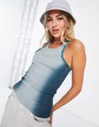 Weekday Close Gradient Dyed Ribbed Tank Top In Blue