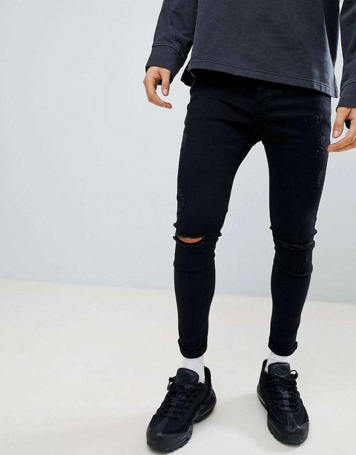 Kings Will Dream Muscle Fit Lumor Jeans In Black - Black