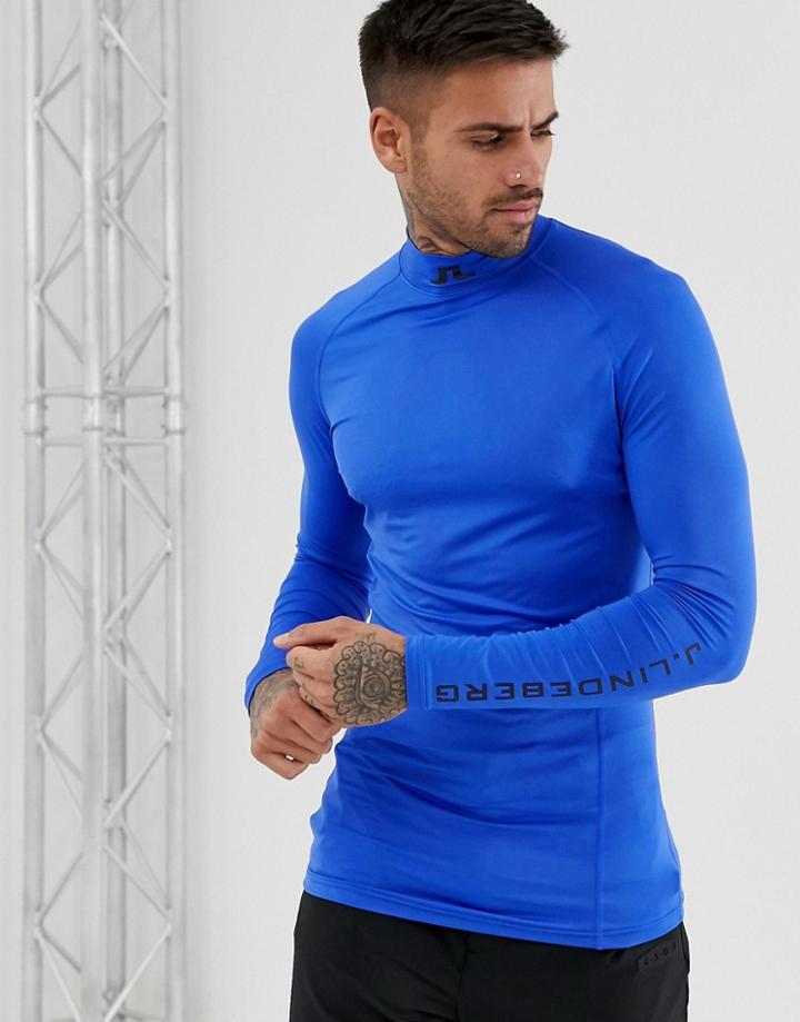 J.lindeberg Golf Aello Slim Fit Soft Compression Long Sleeve Top In Blue - Blue