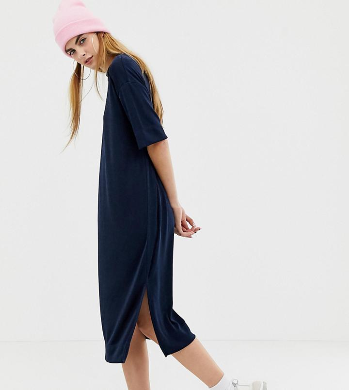 Collusion Slinky Midi T-shirt Dress - Navy