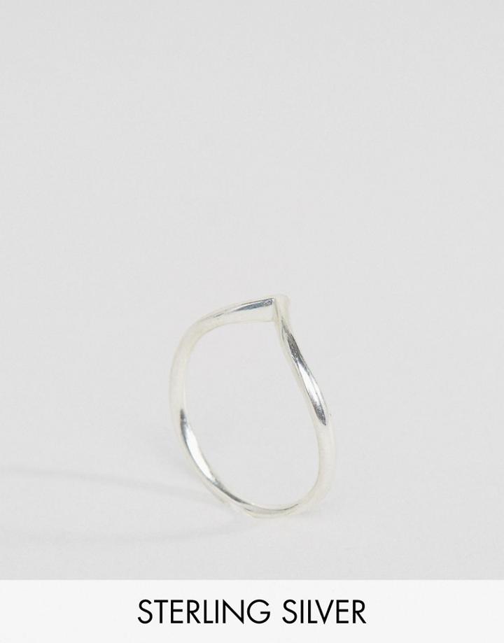 Fashionology Sterling Silver Vee Teardrop Ring - Silver