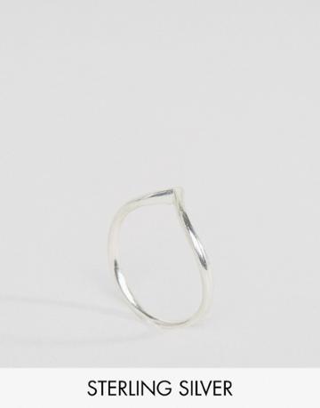 Fashionology Sterling Silver Vee Teardrop Ring - Silver