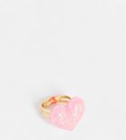 Pieces Exclusive Glitter Heart Ring In Pink