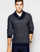 Selected Homme Shawl Neck Knitted Sweater - Navy