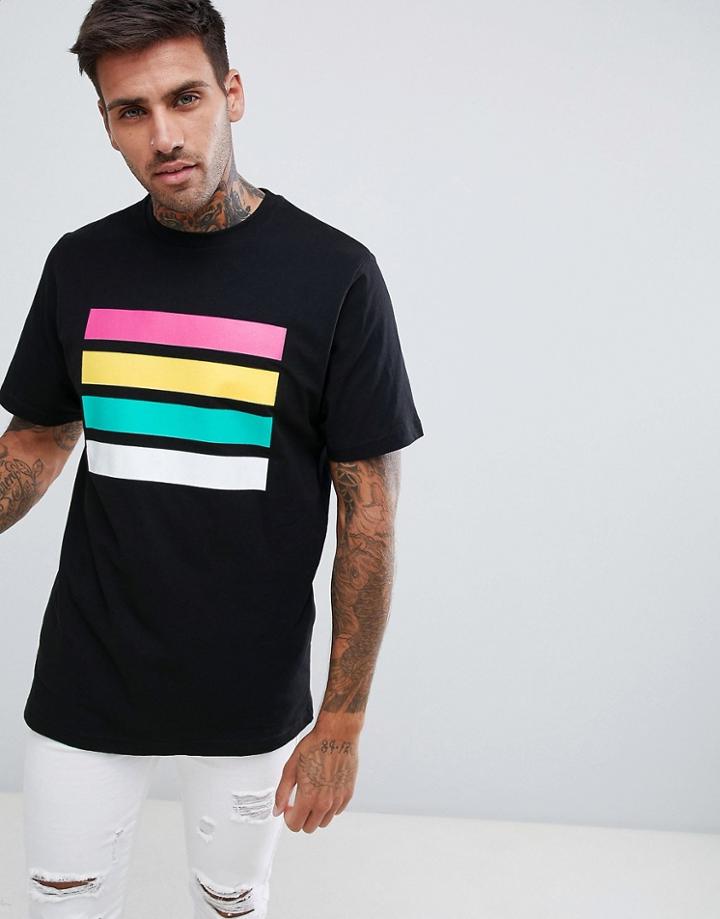 Pull & Bear T-shirt In Black With Stripes - Black