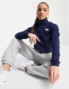 The North Face 100 Glacier 1/4 Zip Cropped Fleece In Navy Exclusive At Asos