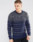 Bellfield Knitted Sweater With Bird Jacquard - Navy
