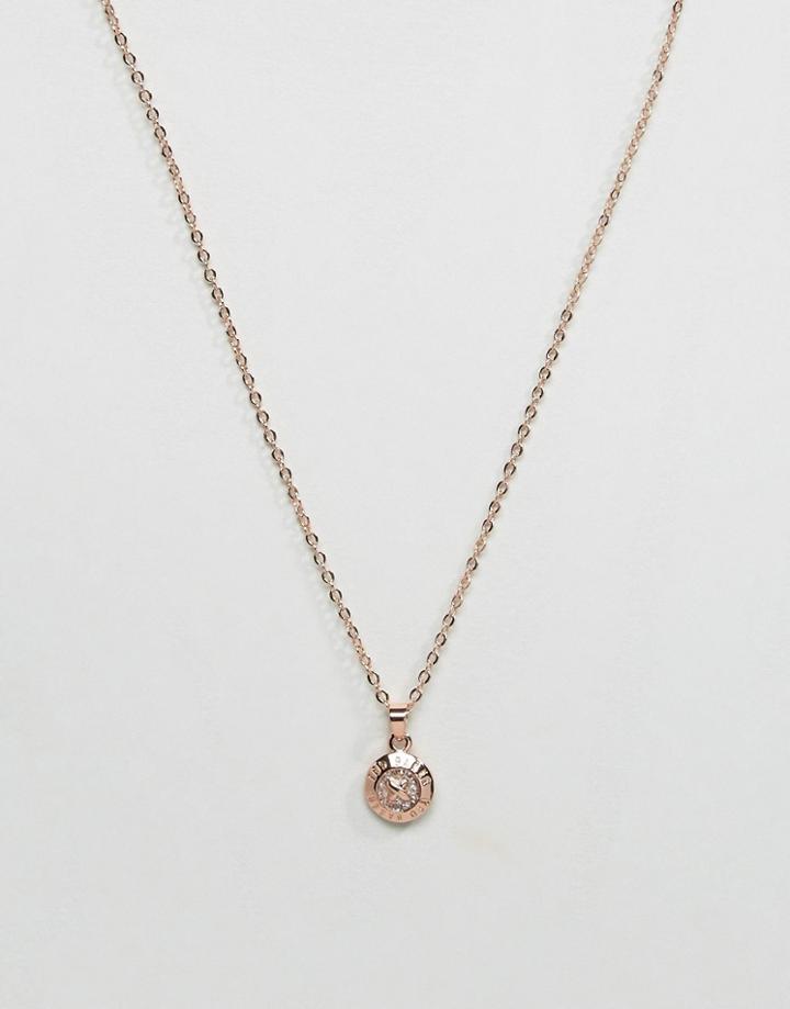 Ted Baker Elvina Enamel Silver Glitter Mini Button Pendant Necklace - Gold