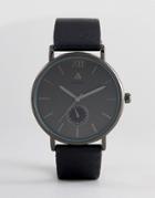 Asos Watch In Black And Gunmetal With Scratch Effect Dial - Black