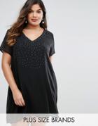 Goddiva Plus Swing Dress With Embellishment - Black