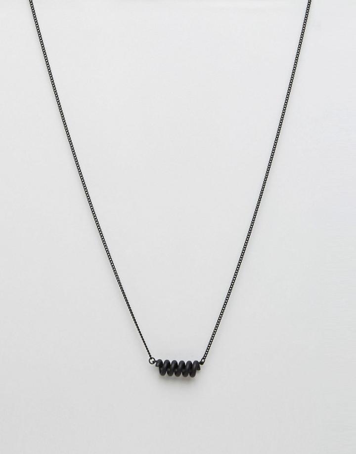 Asos Necklace With Coil In Matt Black - Black