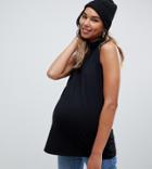Asos Design Maternity Sleeveless Top With Roll Neck In Black - Black