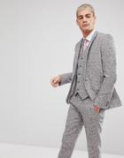 Asos Skinny Suit Jacket In Gray Flecked Wool Blend-pink