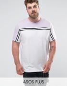 Asos Plus T-shirt With Contrast Yoke And Taping - White