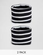 Asos Pack Of 2 Jersey Stripe Bracelets Co-ord - Black