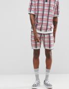 Asos Design Knitted Two-piece Check Shorts In White - White