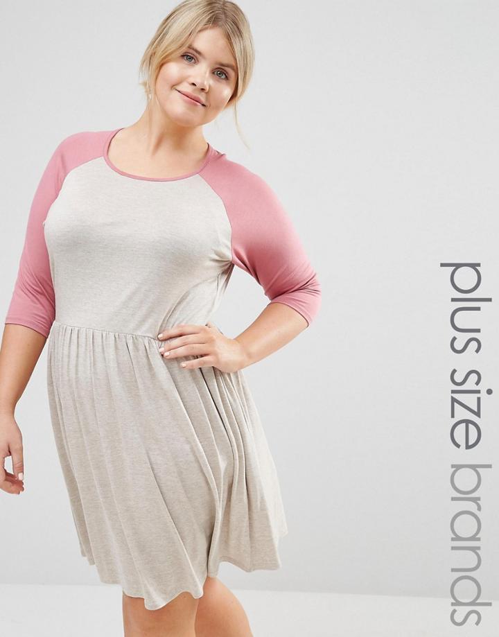 Pink Clove Lounge Raglan Skater Dress - Beige