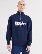 Mossimo Relaxed Funnel 1/4 Zip Sweatshirt In Navy