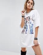 Prettylittlething Snoop Dogg T-shirt Dress - White