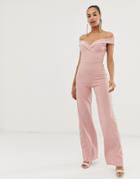 Club L Bardot Detail Jumpsuit-pink