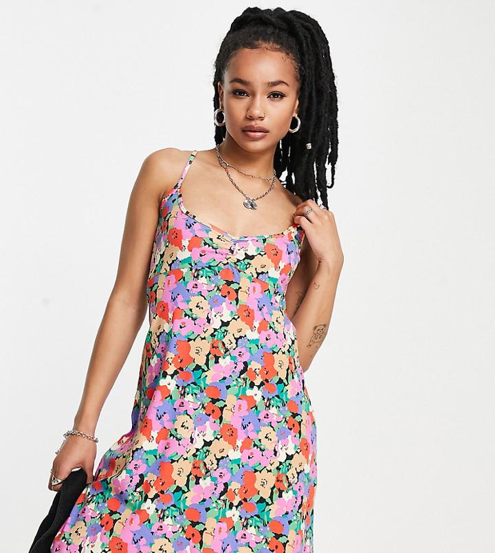 Only Petite Cami Mini Sundress In Poppy Floral-purple