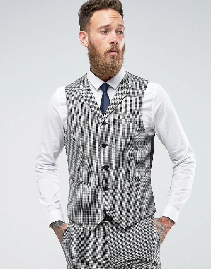 Rudie Super Skinny Dog Tooth Vest - Black