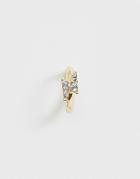 Asos Design Single Hoop Earring With Crystal Lightning Bolt In Gold Tone - Gold