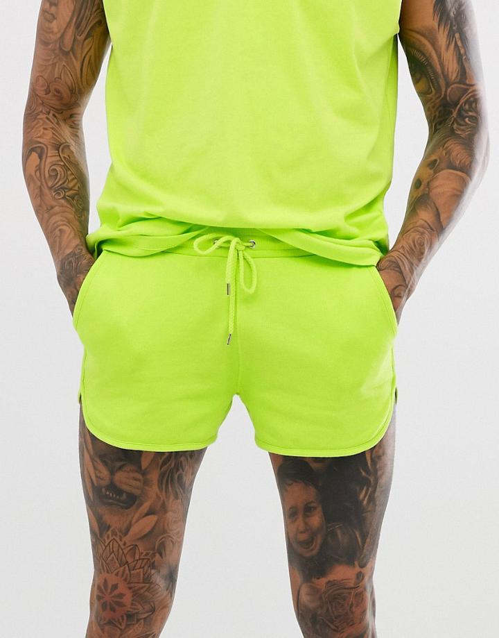 Asos Design Two-piece Jersey Runner Shorts In Lime - Green