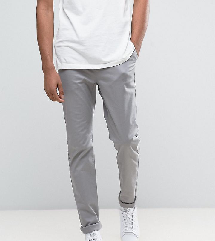 Asos Design Tall Slim Chinos In Light Gray