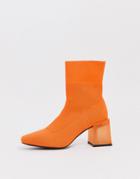 Asos Design Reality Flyknit Ankle Boots In Orange - Orange