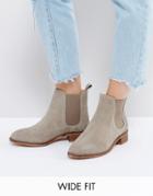 Asos Absolute Wide Fit Suede Chelsea Ankle Boots - Beige