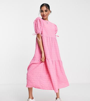Influence Petite Tiered Midi Dress In Pink Stripe