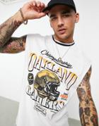 Asos Design Oversized Tank Top In White With Baseball Front Print