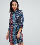 Parisian Tall Floral And Stripe Print Shirt Dress - Multi