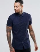 Asos Military Shirt In Navy In Regular Fit - Navy