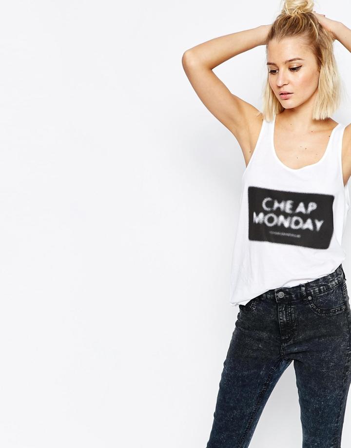 Cheap Monday Blurry Logo Tank - White