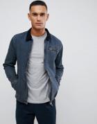 New Look Denim Worker Jacket With Cord Collar - Blue