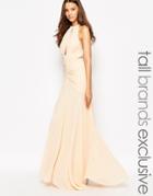 Jarlo Tall Keyhole Halter Maxi Dress With Ruched Detailing - Nude
