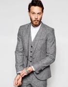 Noak Winter White Donegal Suit Jacket In Super Skinny Fit - Winter White