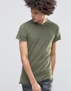 Kubban Denim Muscle Fit Asymetric T-shirt - Green