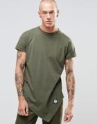 Sixth June T-shirt With Asymmetric Hem - Khaki