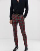 Twisted Tailor Super Skinny Suit Pants In Bold Check-gray