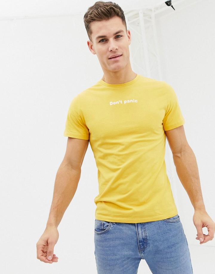 Jack & Jones Chest Slogan T-shirt - Yellow