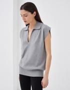 4th & Reckless Collared Knitted Vest In Gray