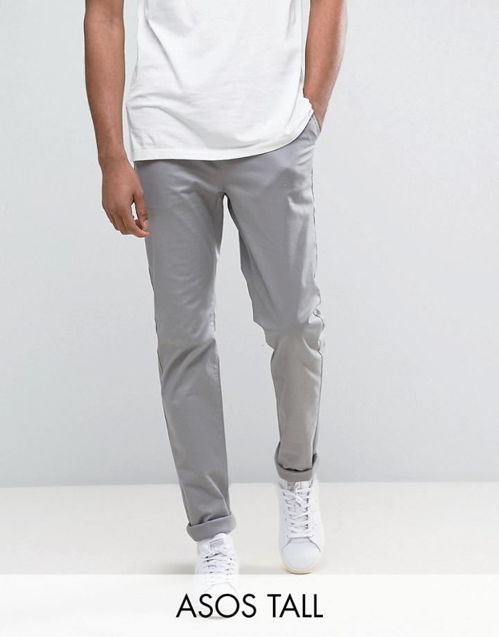 Asos Tall Slim Chinos In Warm Gray - Gray