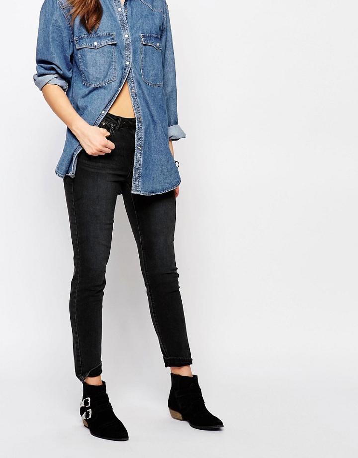 Pull & Bear Washed Skinny Jeans - Black