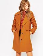 Asos Coat With 70s Collar - Navy